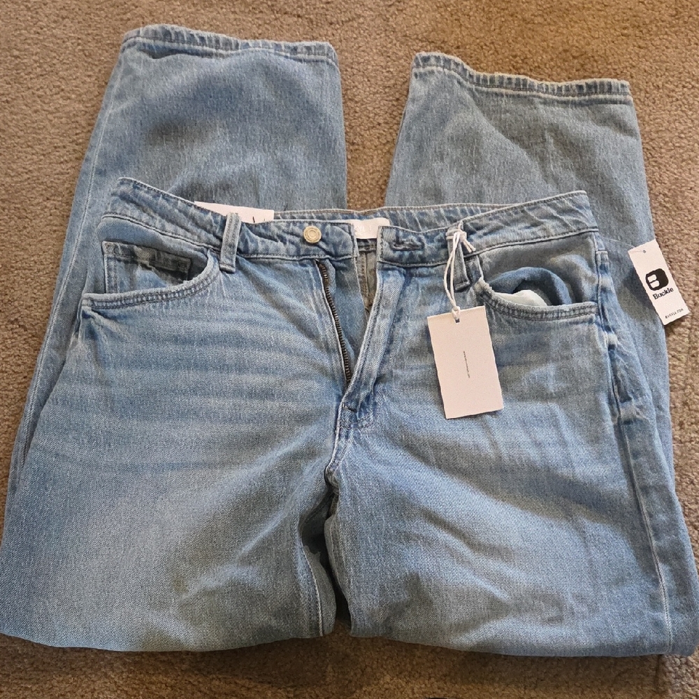 Stylish Light Blue Straight Leg Jeans